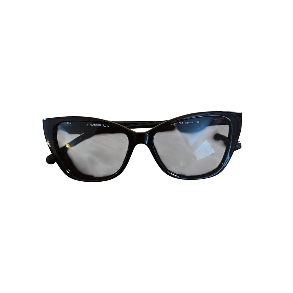 Swarovski Womens Cat Eye Sunglasses Designer Frames 53-15-140 Black Quiet Luxury